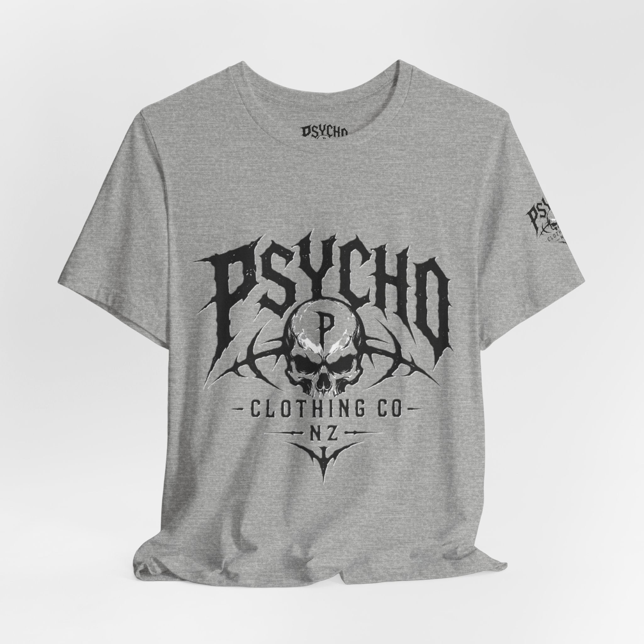 Psycho Clothing Co. Skull Tee — Gothic Rock Band Graphic T-Shirt