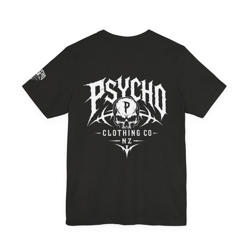 Psycho Clothing Co. Graphic Tee — Gothic Skull Logo T‑Shirt