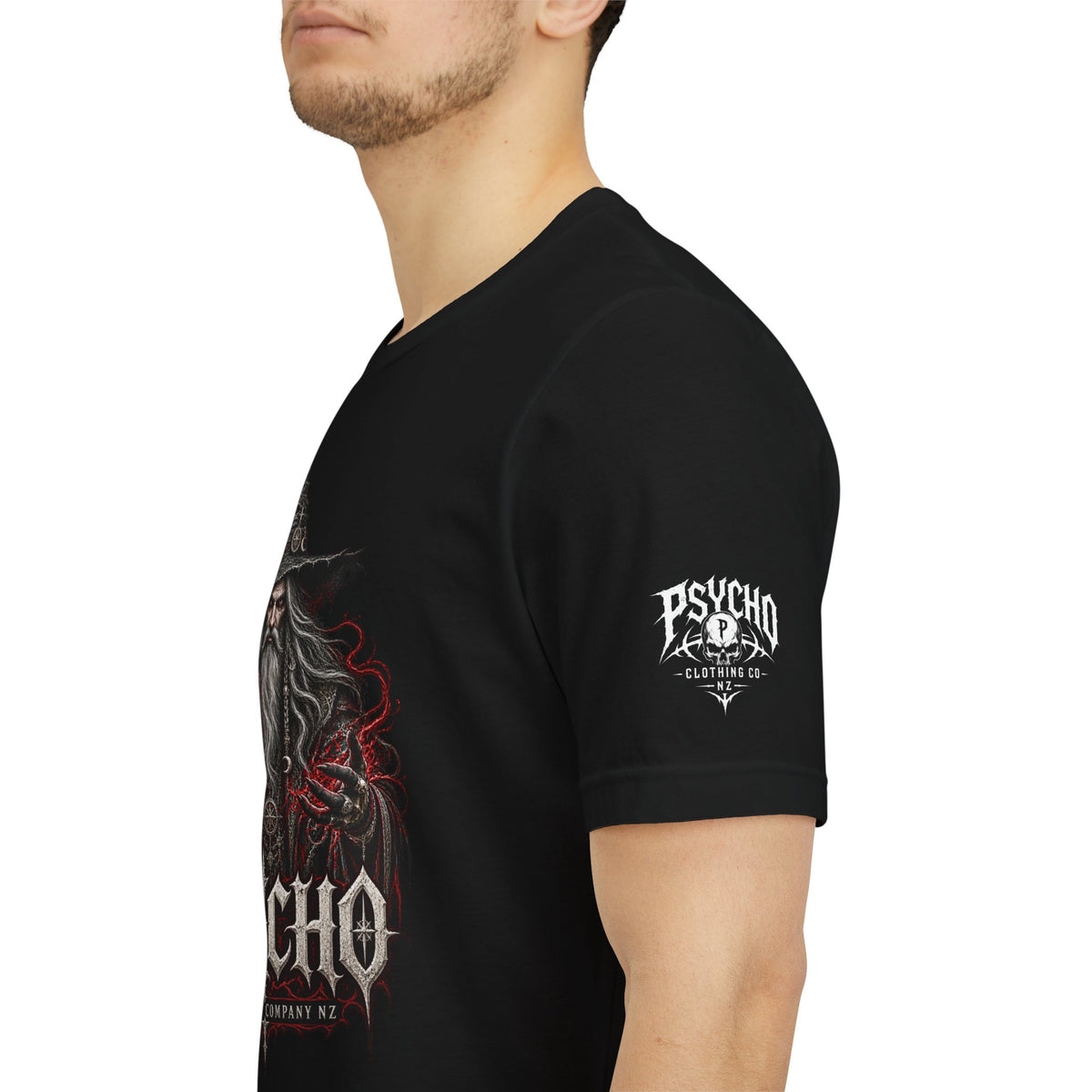 Psycho Wizard Graphic Tee - Dark Gothic Fantasy T-Shirt