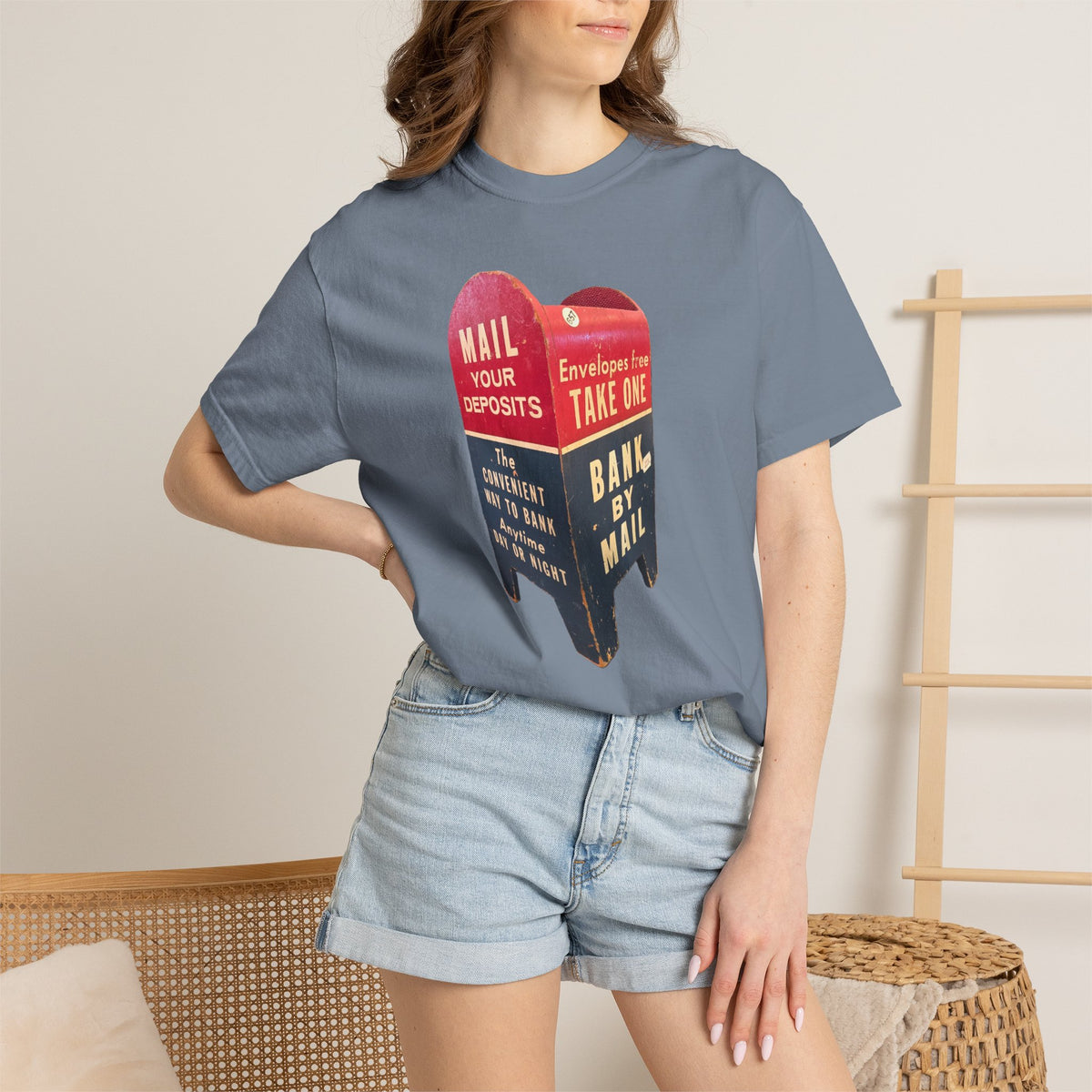 Mailbox Vintage Graphic T-Shirt — "Mail Your Deposits / Bank By Mail"