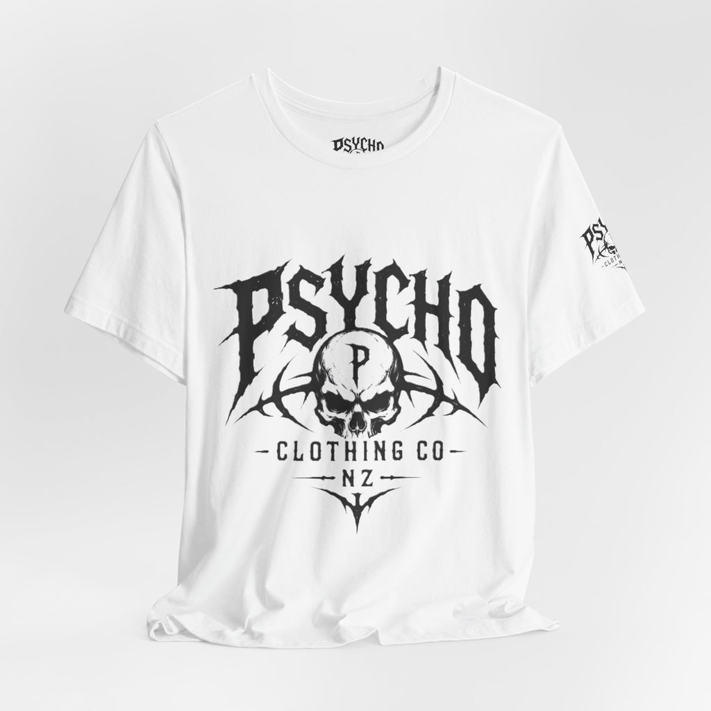 Psycho Clothing Co. Skull Tee — Gothic Rock Band Graphic T-Shirt