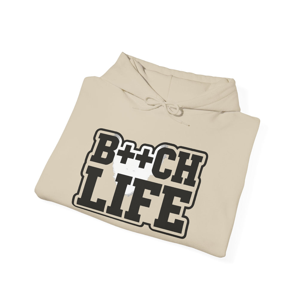 B++CH LIFE Graphic Hoodie — Bold Retro Black Text Hoodie