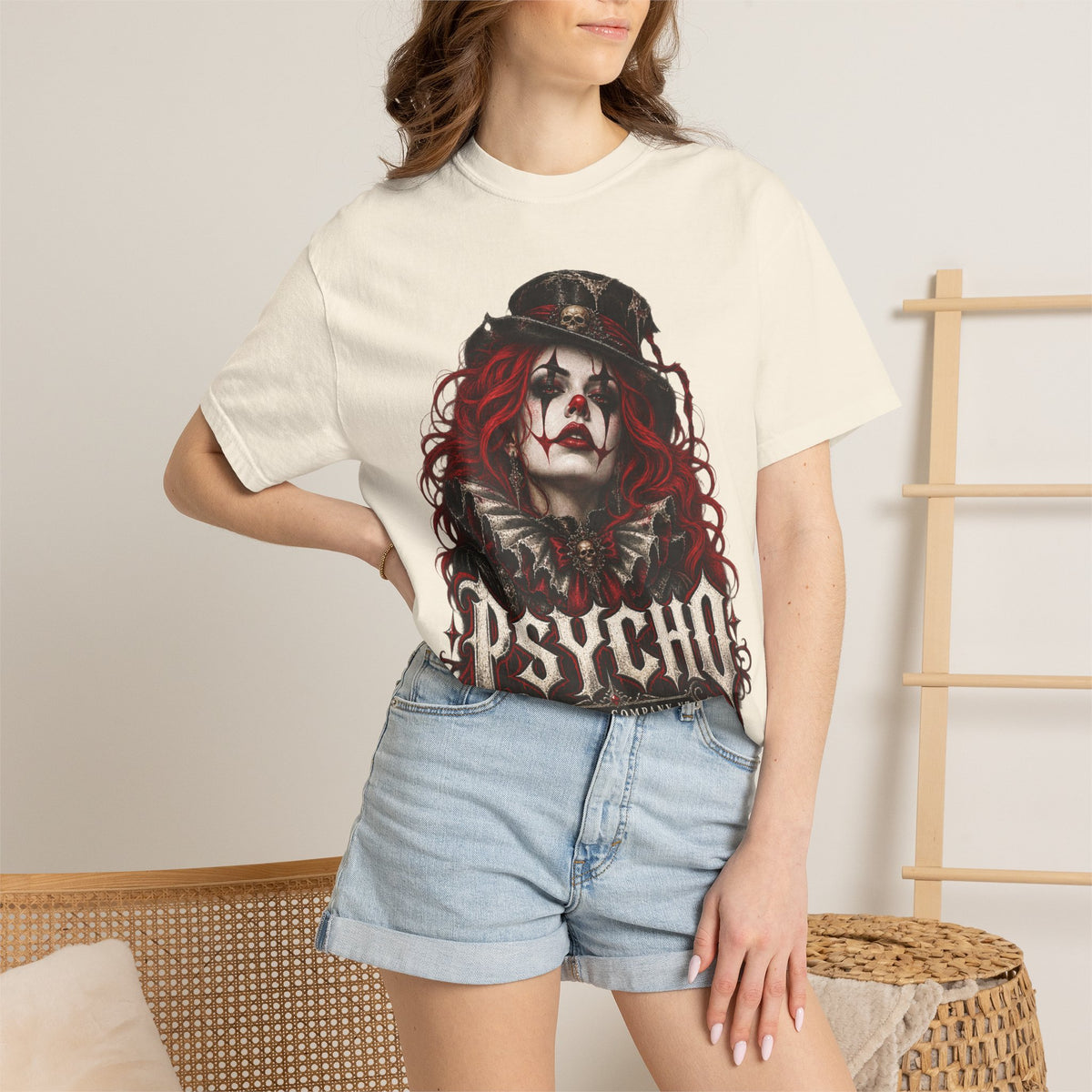 Psycho Female Clown Graphic T-Shirt