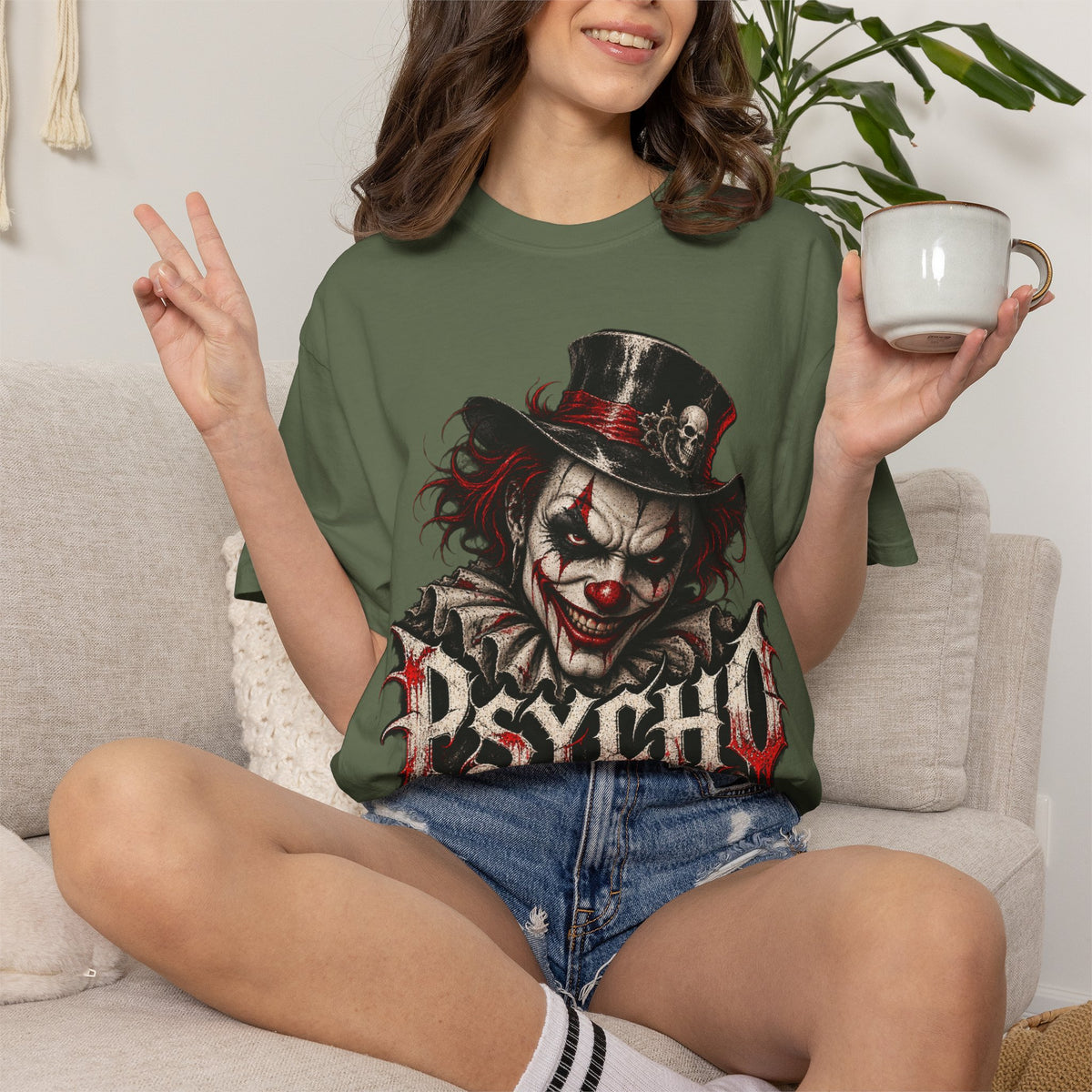 Psycho Clown Male Graphic T-Shirt — Creepy Gothic Horror Tee