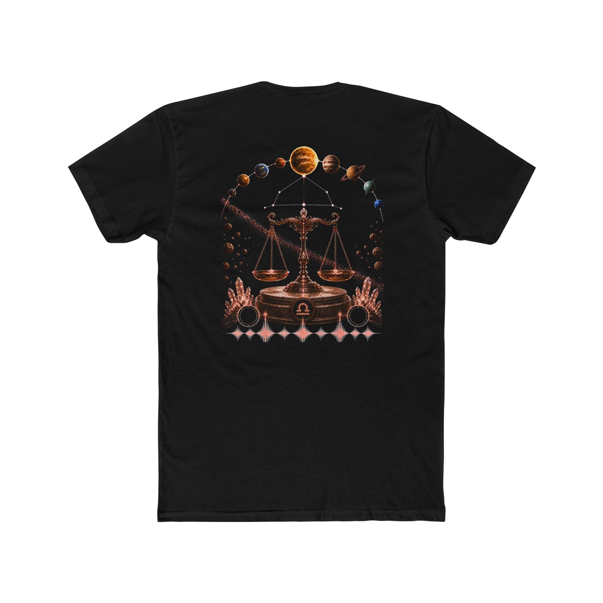 Libra Zodiac Scales T-Shirt — Astrological Balance Tee with Planetary Design