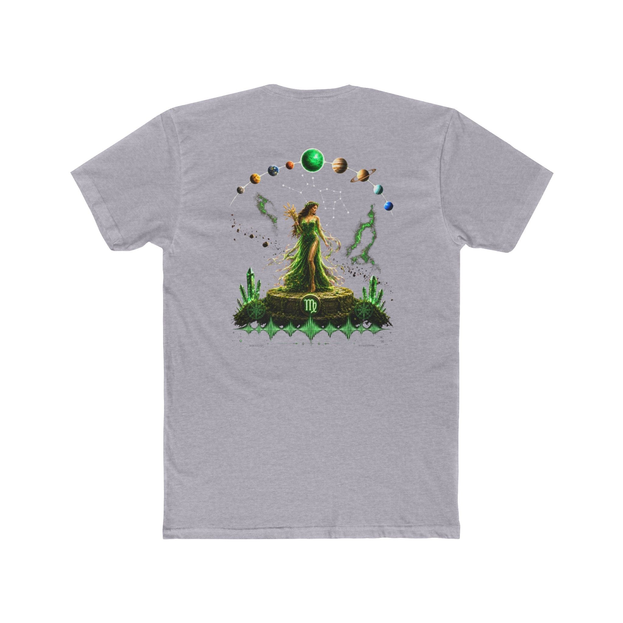 Virgo Zodiac Goddess T‑Shirt — Green Astrology Constellation Tee