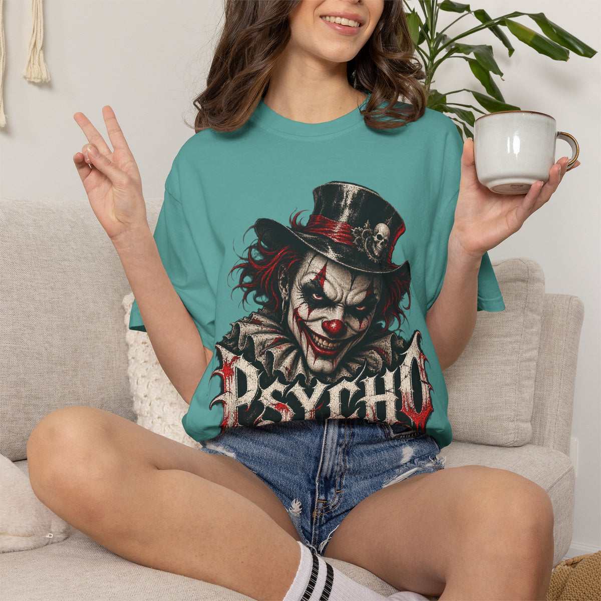 Psycho Clown Male Graphic T-Shirt — Creepy Gothic Horror Tee