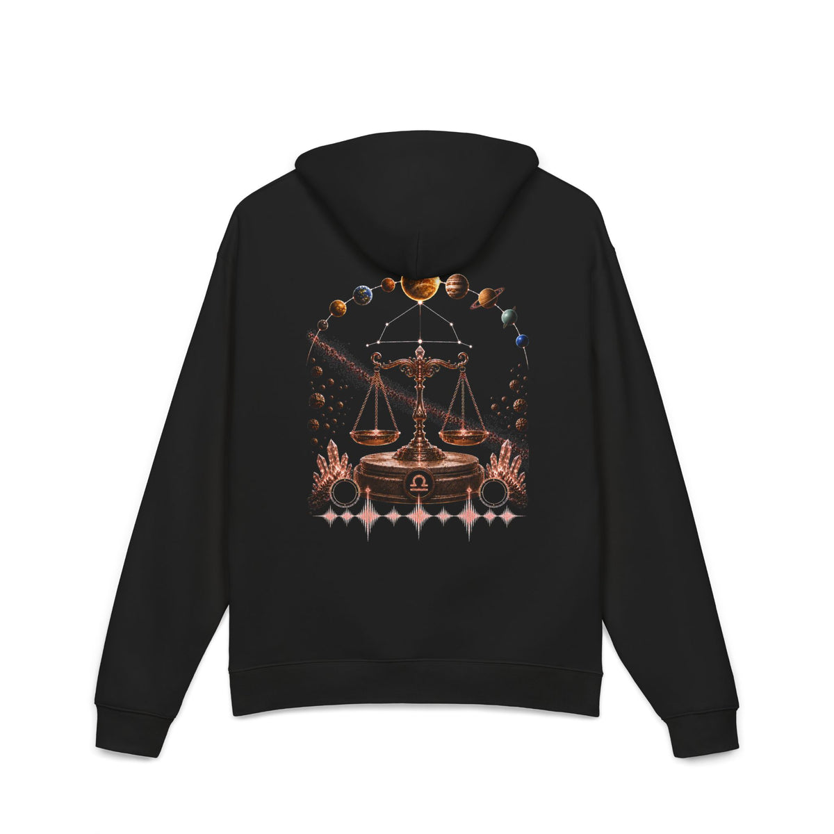 Libra Scales Zodiac Hoodie — Celestial Astrology Graphic Sweatshirt