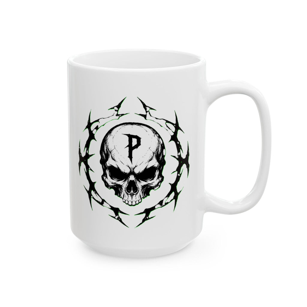 Metal Band Logo Ceramic Mug — Black Deathcore Graphic Coffee Cup (11oz / 15oz)
