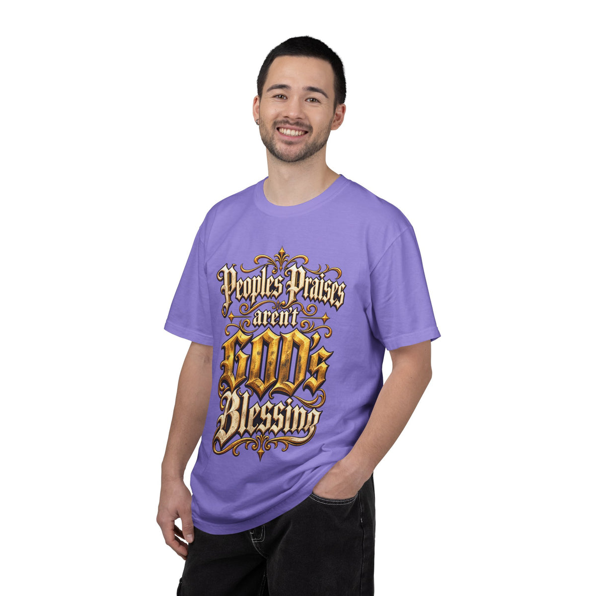 God's Blessing Graphic T-Shirt — "People's Praises Aren't God's Blessing" Christian Vintage Lettering
