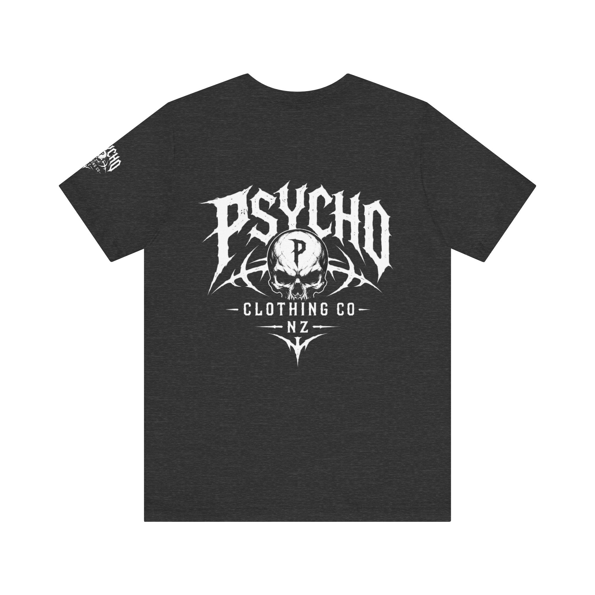 Psycho Clothing Co. Graphic Tee — Gothic Skull Logo T‑Shirt