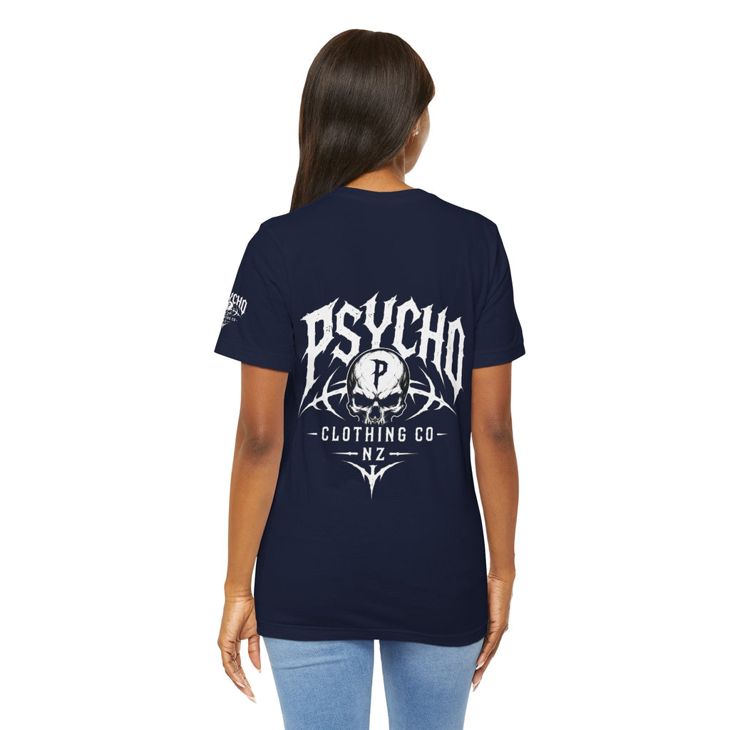 Psycho Clothing Co. Graphic Tee — Gothic Skull Logo T‑Shirt