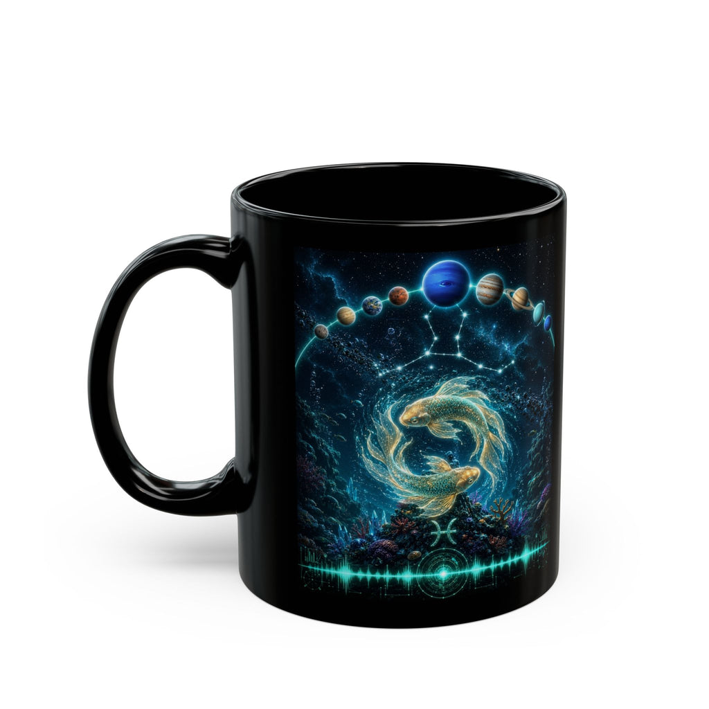 PISCES Black Ceramic Mug — Zodiac Constellation Coffee Cup (11oz & 15oz)