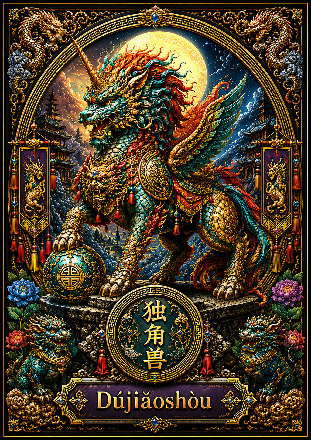 Chinese Zodiac & Imperial Guardian Art Print — Choose Your Design