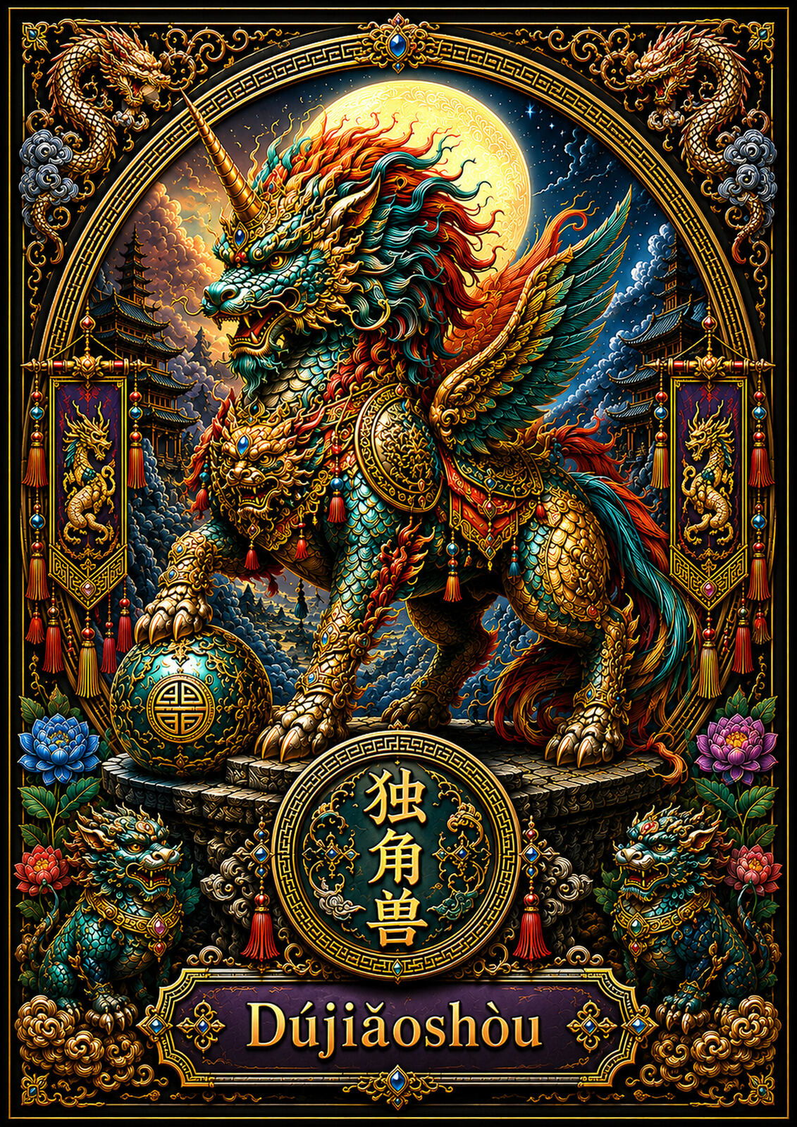 Chinese Zodiac & Imperial Guardian Art Print — Choose Your Design