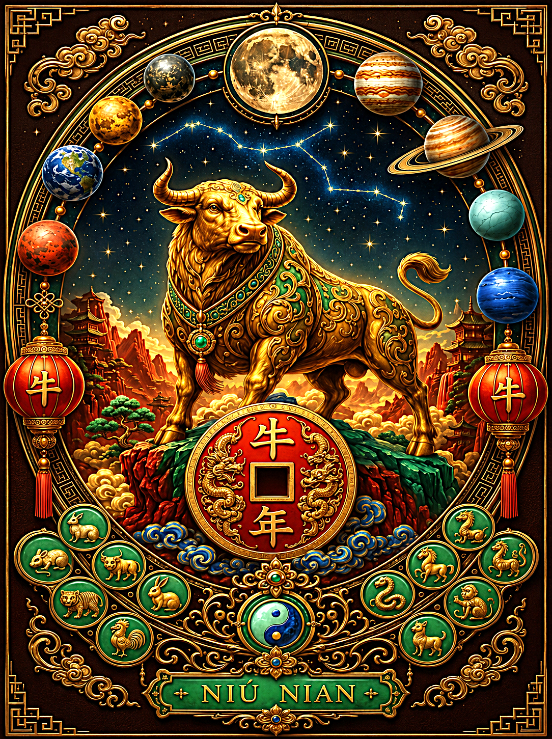 Chinese Zodiac & Imperial Guardian Art Print — Choose Your Design