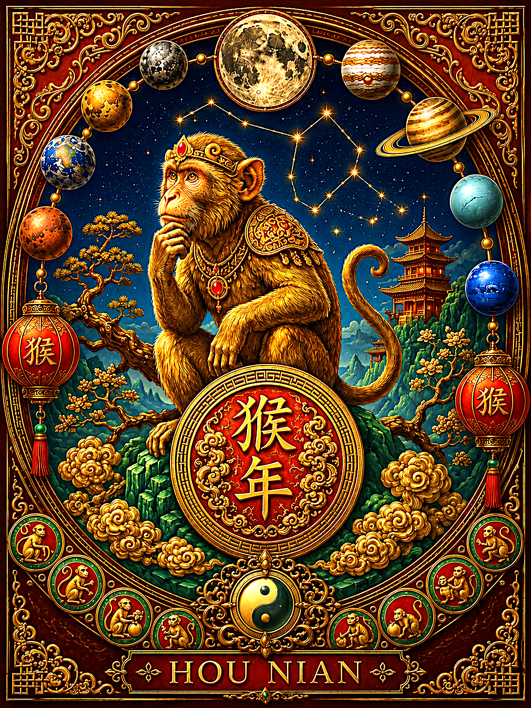 Chinese Zodiac & Imperial Guardian Art Print — Choose Your Design